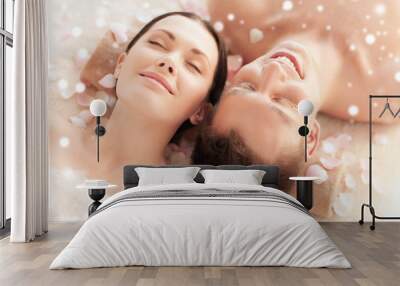 happy couple in spa Wall mural