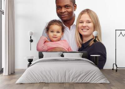 happy multiracial family with little child Wall mural