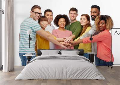 international group of happy people holding hands Wall mural