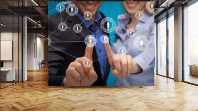 man and woman working with virtual screen Wall mural