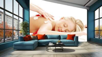 professional massage with flower petals Wall mural