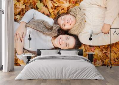 romantic couple in the autumn park Wall mural