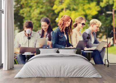 students or teenagers with laptop computers Wall mural