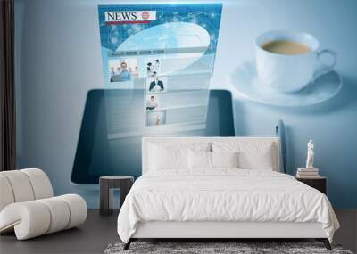 tablet pc with news feed Wall mural