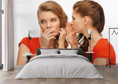 two talking teenage girls in red t-shirts Wall mural