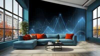 virtual chart projection over dark background Wall mural