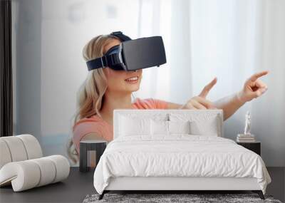 woman in virtual reality headset or 3d glasses Wall mural