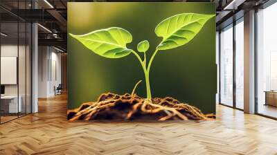 a new born plant have two leafs  Wall mural