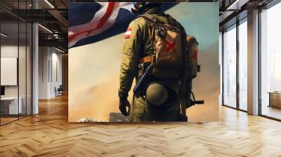 English  fighter pilot with the flag on the back Wall mural