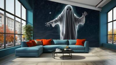 halloween witch flying in the night sky Wall mural