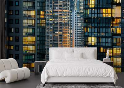 Shining high rises enlighten the cutting edge cityscape around evening time-383 Wall mural