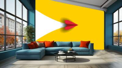 Red paper airplane flying old lıfe new lıfe. New Idea concept. business life change concept. Different thinking, Business leader, personality development idea concept Wall mural