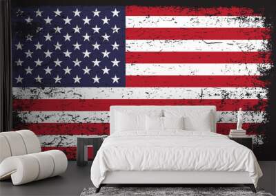 American flag in grunge style Wall mural