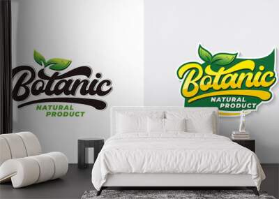 Botanical natural food typography logo template Wall mural