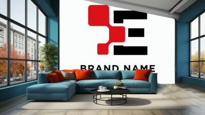 Digital initial letter E logo design template - vector Wall mural