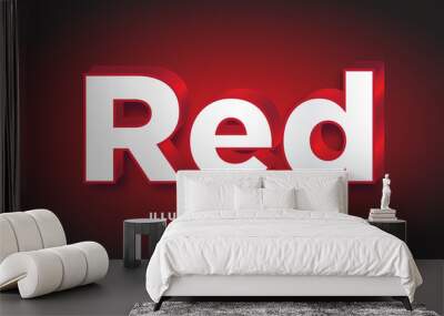 Editable Red 3d Text Effect Wall mural