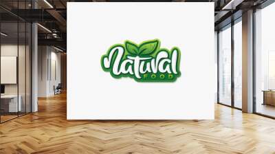 Natural food typography logo design vector Wall mural