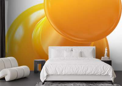 Yellow pin, push pin isolated on transparent background. 3D rendering Wall mural