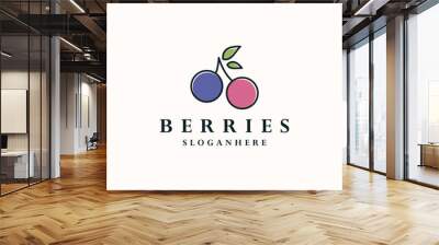 Berries logo style icon design template flat vector Wall mural