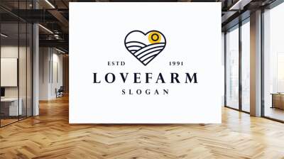 farm in love logo line art vector design template Wall mural