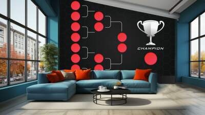 Modern sport game layout tournament championship square size contest stage bracket board vector with gold champion trophy prize icon illustration background Wall mural