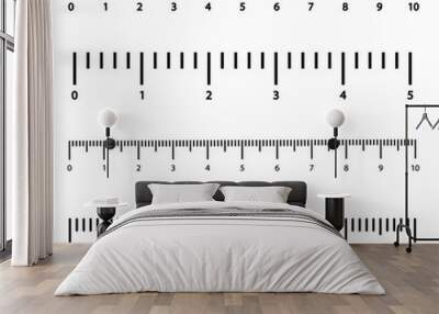 Black scale with numbers for rulers. Different units of measurement. Vector illustration Wall mural