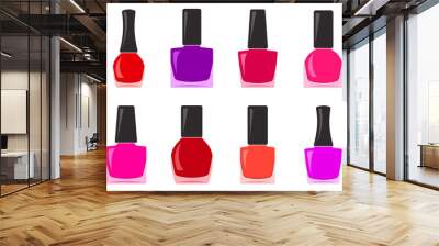 Colorful set of nail polish bottle. Vector illustration Wall mural