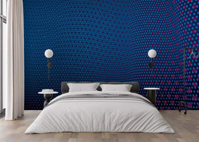 3D abstract dark blue background with dots pattern vector design, technology theme, dimensional dotted flow in perspective, big data, nanotechnology. Wall mural