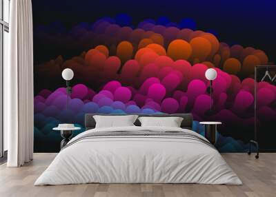 3D fluid gradient color vector abstract background, dimensional dynamic shape in motion, flowing colors design element, trendy modern style. Wall mural