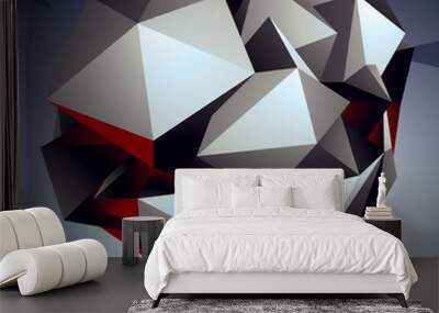 3d modern stylish abstract construction, origami facet object co Wall mural