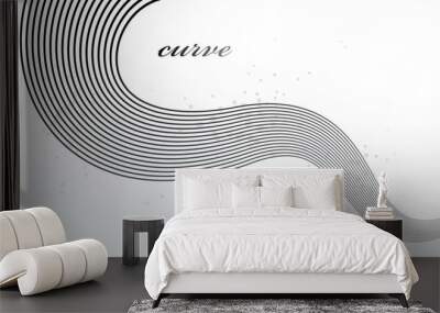 Abstract elegant grey curvy thin lines vector abstract background, elegant light stripy design element, template for banner or poster and other ads. Wall mural