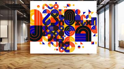 Abstract modern vector trendy design, geometric shapes stylish composition, modular pattern artistic illustration, typography letters elements used. Wall mural