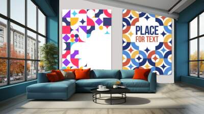 Backgrounds and cover templates vector set, abstract geometric designs, bright color compositions with copy spaces for text, complex modern art layout. Wall mural