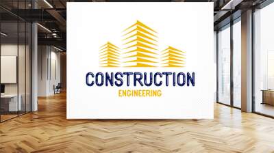 Building construction design element vector logo or icon, real estate realty theme, office building. Wall mural