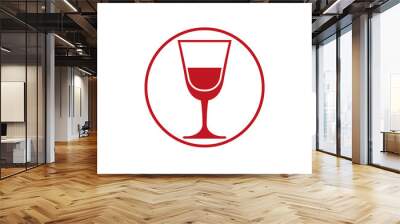 Classic champagne glass, alcohol beverage theme illustration. Li Wall mural