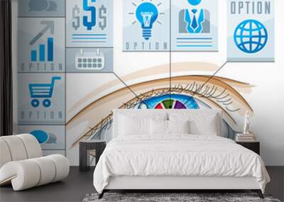 Creative infographics, human eye, looking eye idea,,vector illus Wall mural