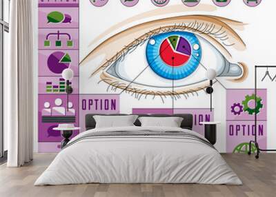 Creative infographics, human eye, looking eye idea, vector illus Wall mural