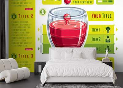 Creative infographics composition, 3d wineglass with three layer Wall mural