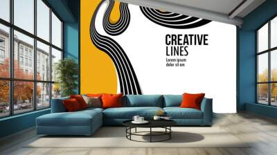 Creative lines vector abstract background, 3D perspective linear graphic design composition, stripes in dimensional rotation poster or banner. Wall mural