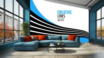 Creative lines vector abstract background, 3D perspective linear graphic design composition, stripes in dimensional rotation poster or banner. Wall mural