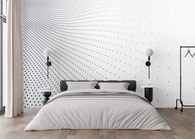 dotted vector abstract background, light grey dots in perspective flow, dotty texture abstraction, b Wall mural