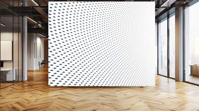 Dotted vector abstract background, light grey dots in perspective flow, dotty texture abstraction, big data technology image, cool backdrop. Wall mural