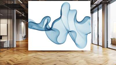 Flowing particles wave, dynamic sound motion curve lines. 3d vector illustration. Beautiful wave shaped array of blended points. Wall mural