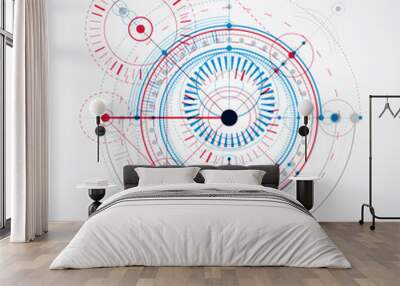 geometric technology vector drawing, technical wallpaper. abstra Wall mural