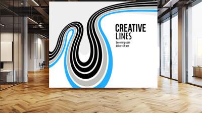 Lines in motion vector abstract background, 3D perspective creative optical design with stripes, sound and music concept, flowing lines. Wall mural