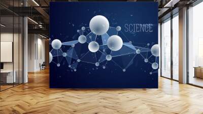 Molecules vector illustration, science chemistry and physics theme abstract background, micro and nano science and technology theme, atoms and microscopic particles. Wall mural