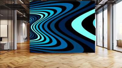 psychedelic blue colored optical illusion lines vector insane art background, lsd hallucination deli Wall mural