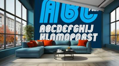 Set of vector rounded bold capital alphabet letters made with white lines, can be used in poster creation for social or commercial announcement Wall mural