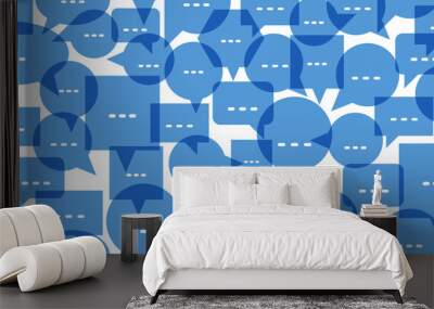 Speech bubbles seamless vector background, endless pattern with dialog signs, talk and discussion theme, social media communication. Wall mural