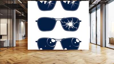 Sunglasses vector set, stylish eyeglasses fashion design elements. Wall mural